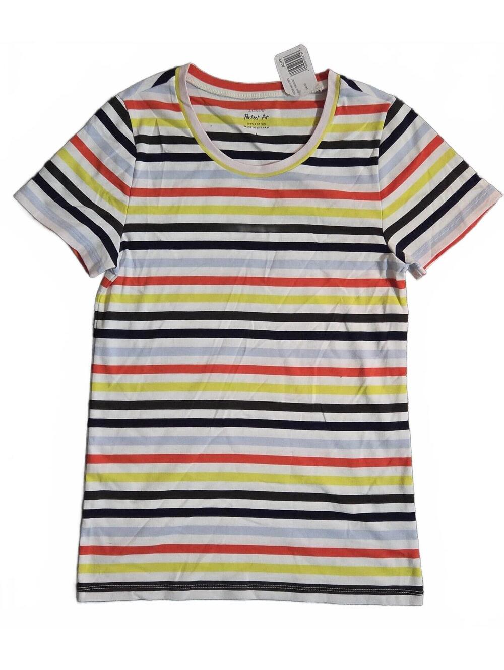 J.Crew Perfect Fit Women's Striped Cotton T-Shirt Large